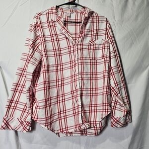 Victoria's Secret long sleeve red and silver stripped embroidered pocket pajama